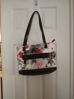 Stone Mountain Floral Shoulder Bag with Black Trim